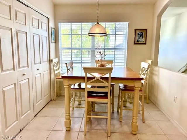 View of tiled dining area