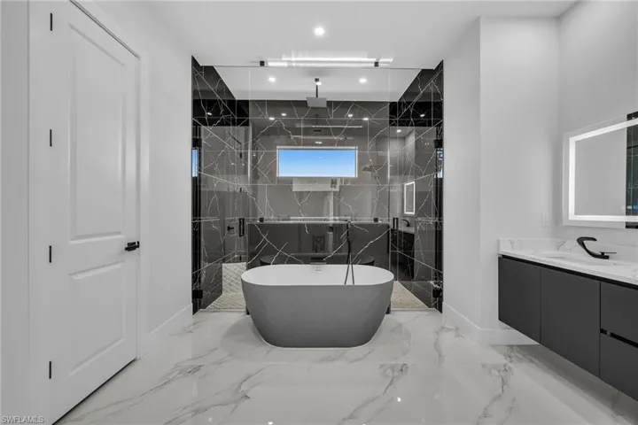 Bathroom with separate shower and tub and vanity