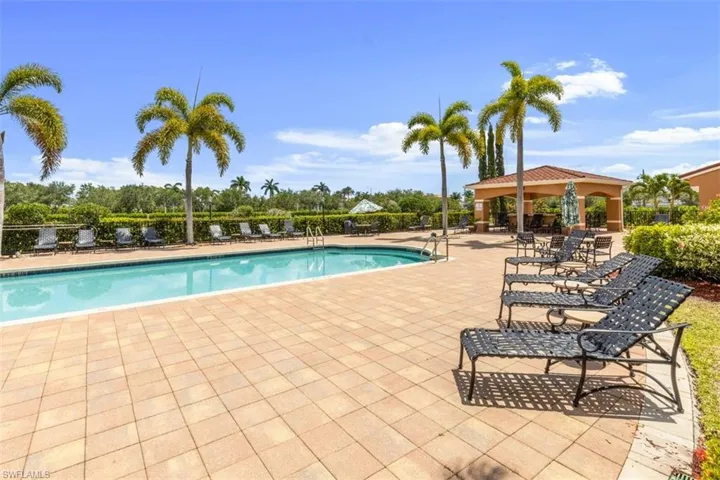 View of swimming pool with a patio