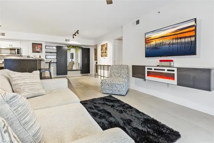 Living room with track lighting