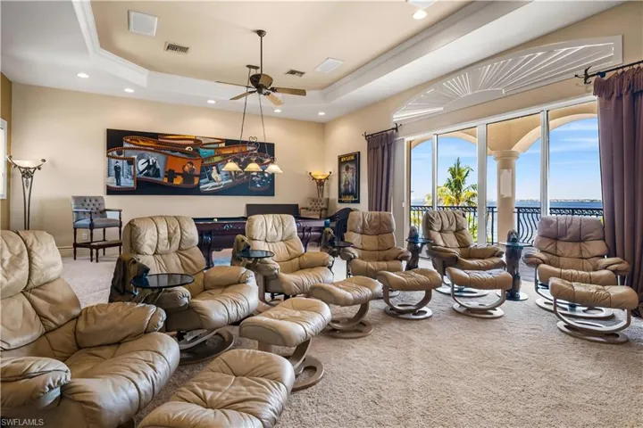 This is the theater room. Spectacular views and a huge balcony to watch the endless sunsets!