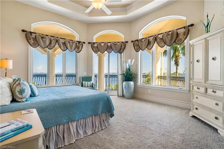 2nd bedroom is located on the 2nd level.Exquisite views of the Caloosahatchee River from your suite. All bedrooms are have full ensuite baths and walk in closets. You also have access to a large wrap around balcony.