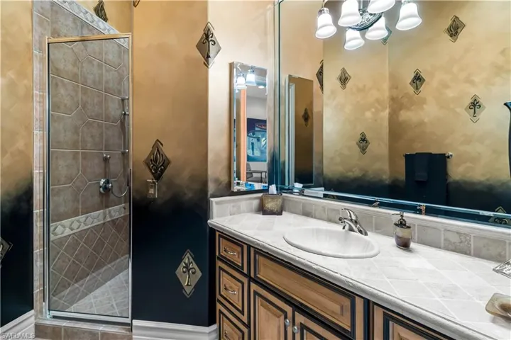 This is your full bath in the game/theater room.