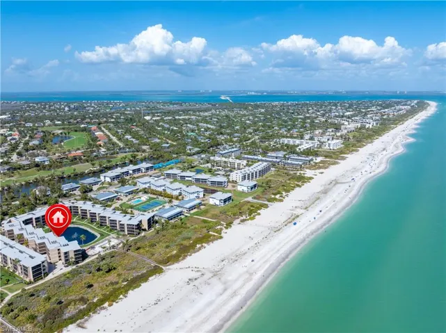 Sundial East aerial view Sanibel Beach.