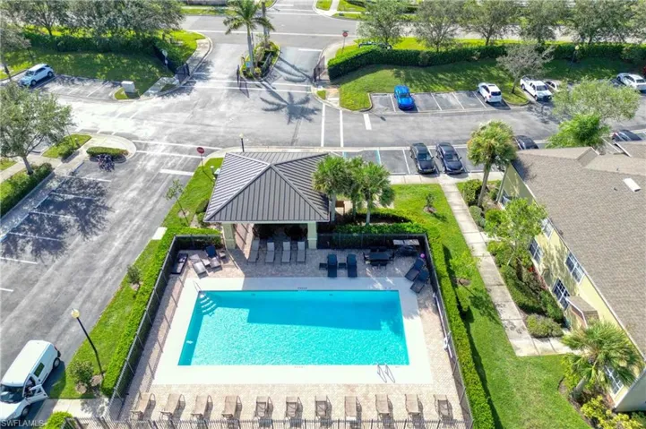 Drone / aerial view of a pool