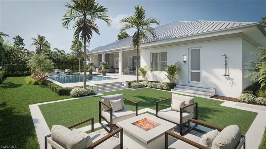 View of swimming pool with an outdoor living space, ceiling fan, a patio area, and grilling area