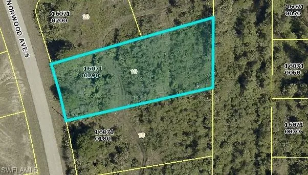 Aerial view of property's location featuring property boundaries highlighted