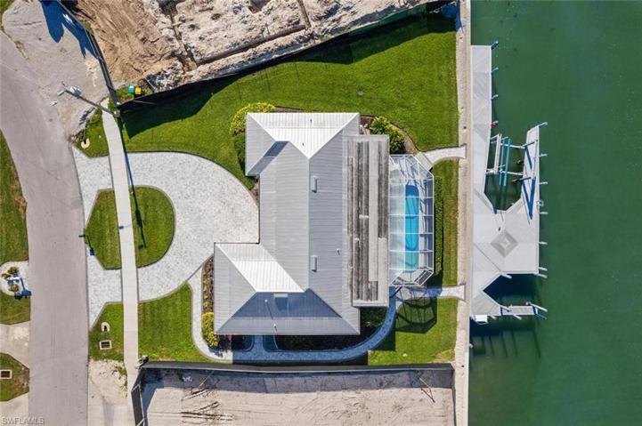 Aerial of Entire Property, Seawall, and Boat Dock