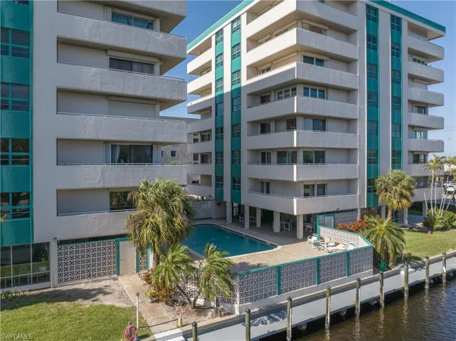 View of building exterior with a water view