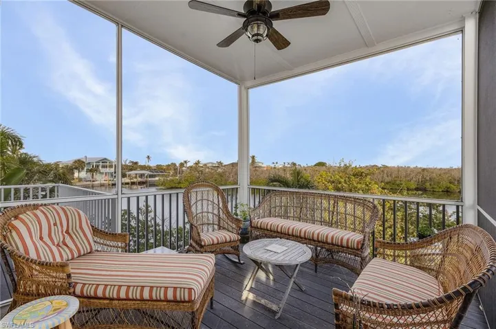 The screened deck on the 2nd level provides back bay views and mangroves to watch the many birds that call Pine Island home to roost.  There are manatees and dolphins in the canal to watch also.