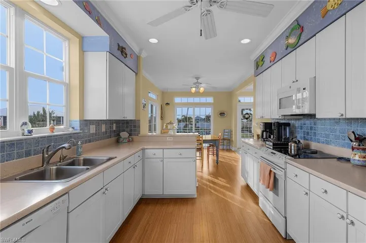 Kitchen has lots of natural light