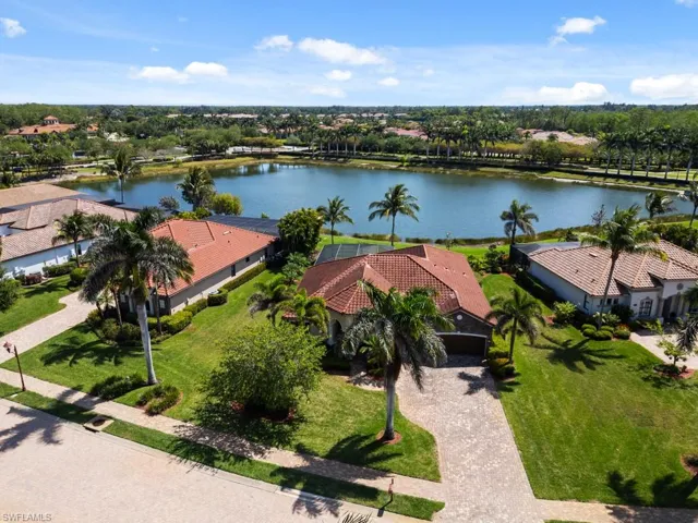 Bird's eye view with a residential view and a water view