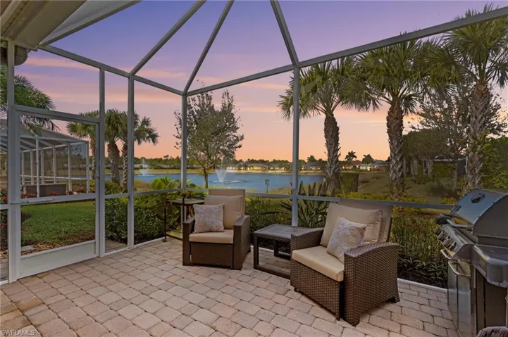 Enjoy the sunset from your lanai overlooking the fountains on the lake
