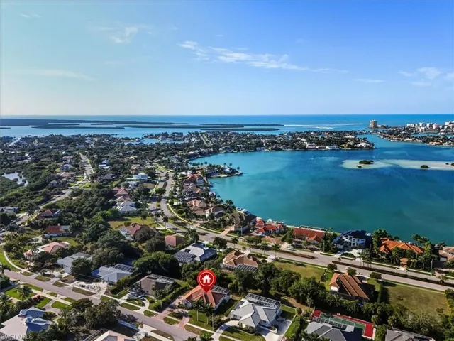 Roberts Bay and the Gulf - Aerial view of residential area featuring a large body of water