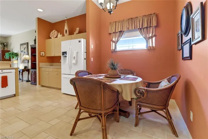 Dining room featuring a notable chandelier