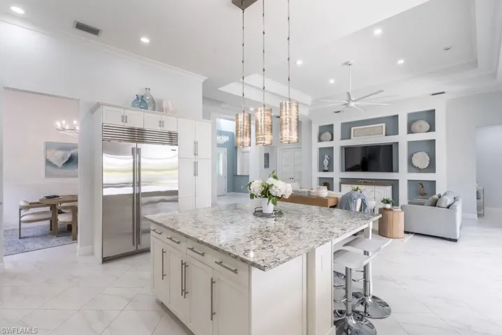 All of the appliances are stainless and of the highest quality- sub zero refrig/freezer and Viking oven. microwave and range