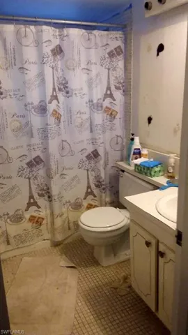 Bathroom featuring vanity and a shower with curtain