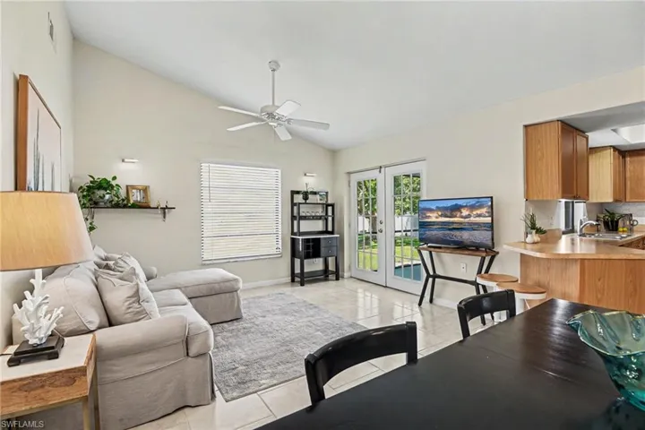 from dining into family room and open kitchen