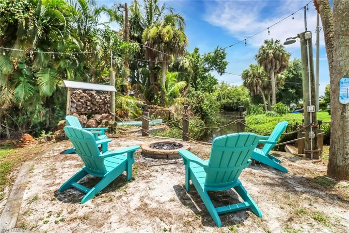 View of play area featuring a fire pit