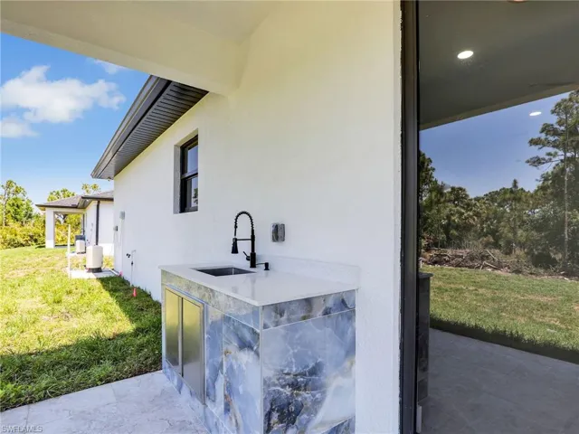 View of patio featuring a sink