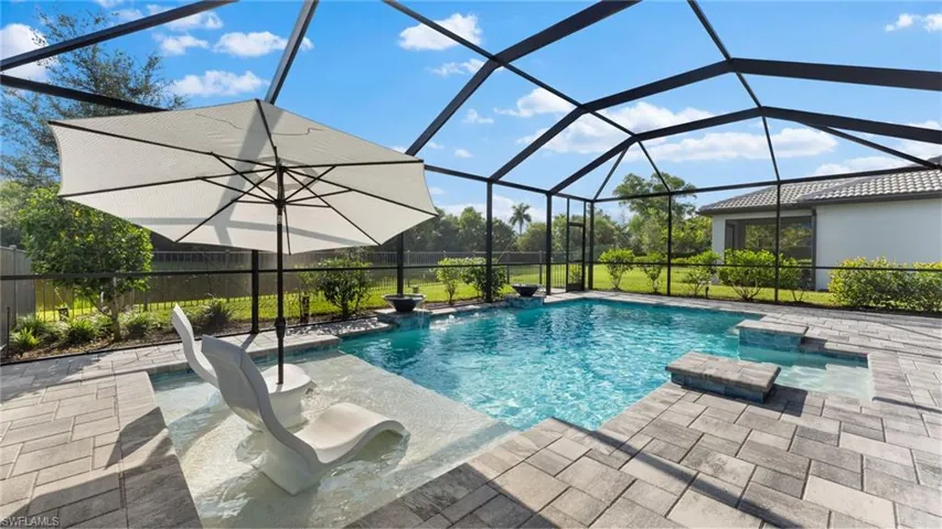 Heated in ground salt water pool with water fountain, jet, and l.e.d lighting features