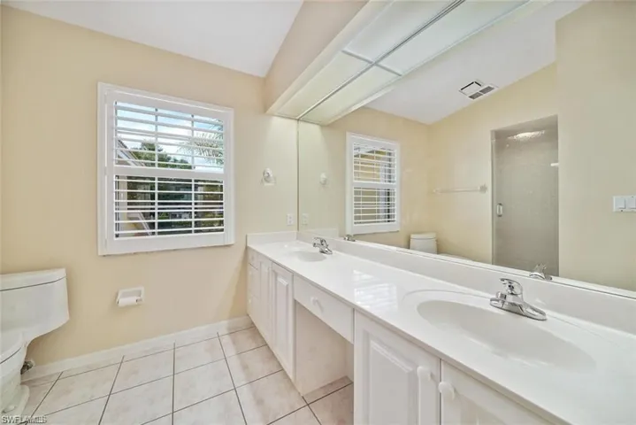 Primary Bathroom with walk in shower & double vanity