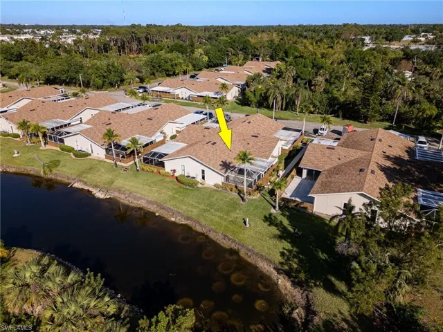 Aerial view with a water view.