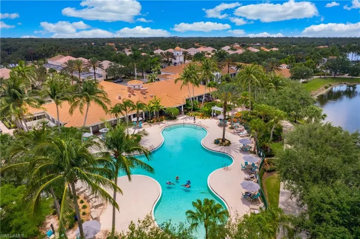 View of pool with a water view