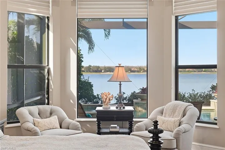 Living area with a water view