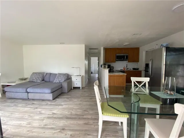 Dining space featuring light wood-style flooring