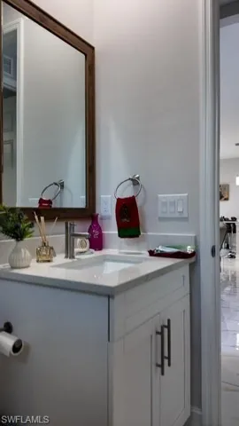 Bathroom featuring vanity