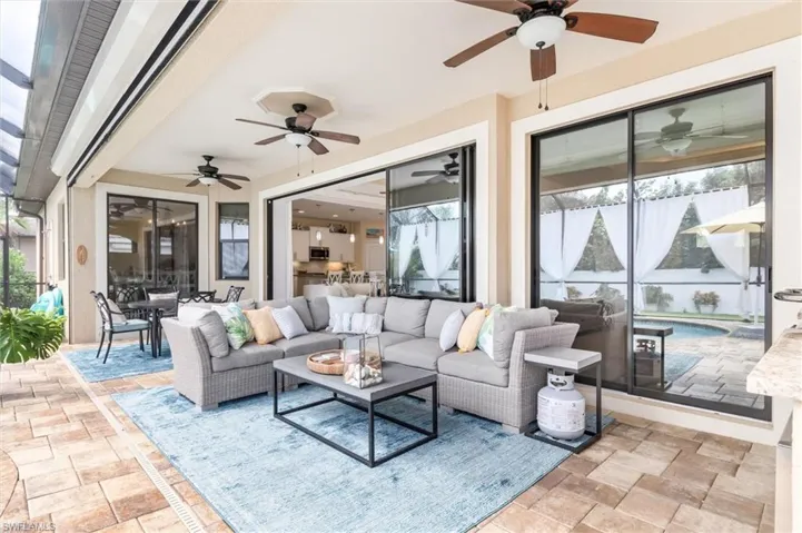 View of patio / terrace featuring outdoor lounge area and ceiling fan