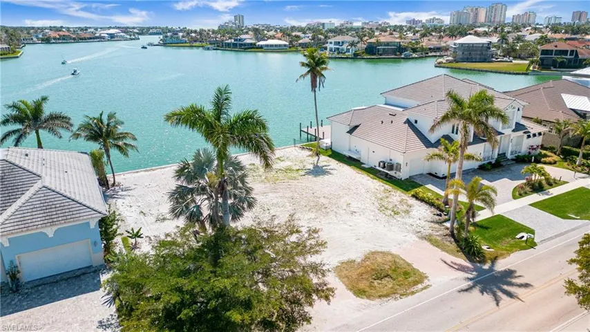 Bird's eye view of a nearby body of water