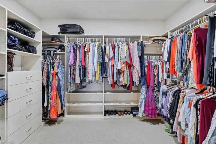 Spacious closet with carpet flooring