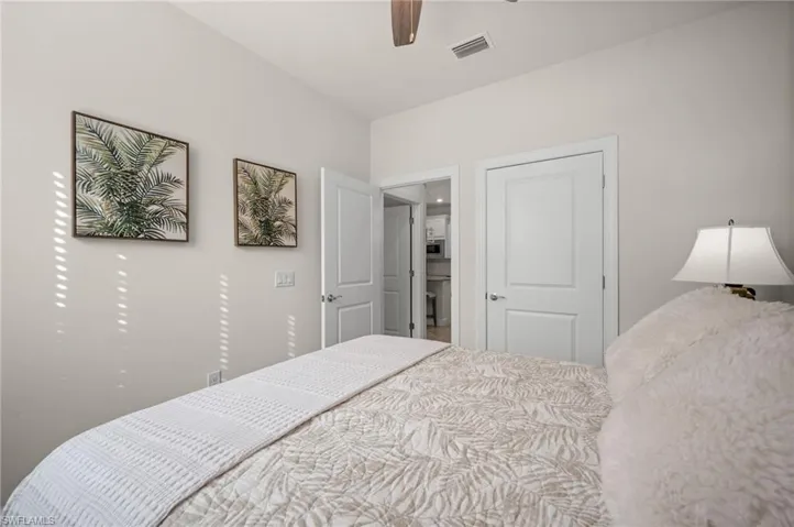 Bedroom with a ceiling fan