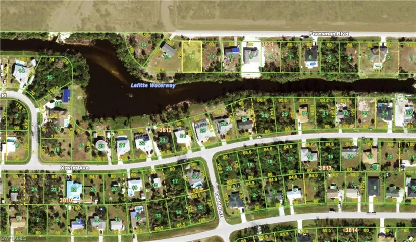Aerial view of property's location featuring property parcel outlined