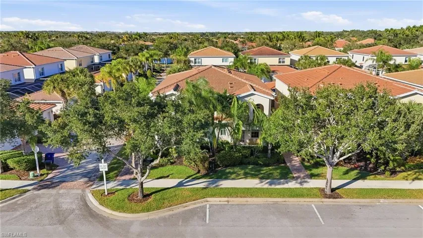 Aerial perspective of suburban area