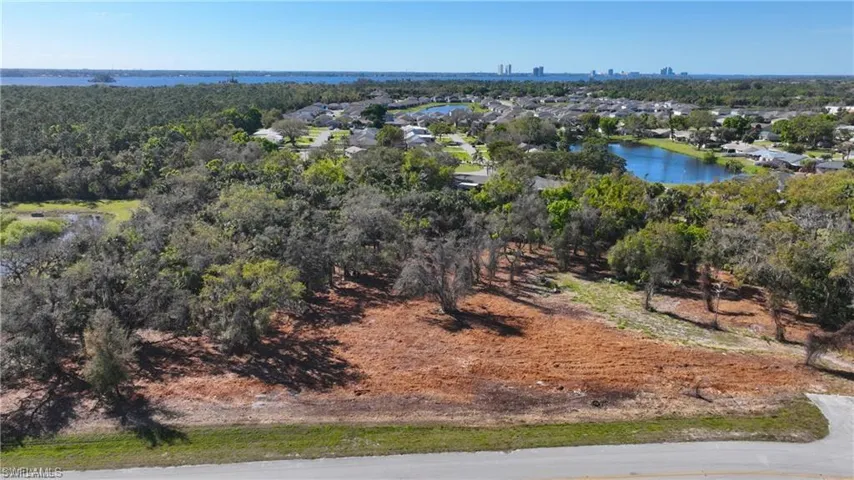 Aerial view of a nearby body of water