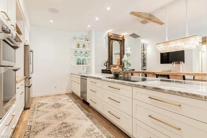 Great view of large storage drawers, dishwasher and additional storage