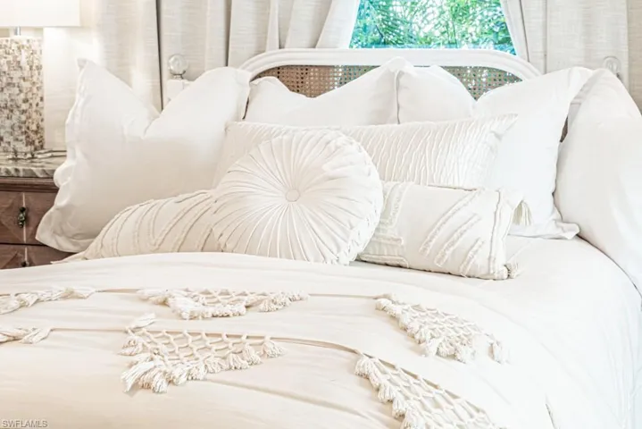 Stunning Bedding in Master Bedroom