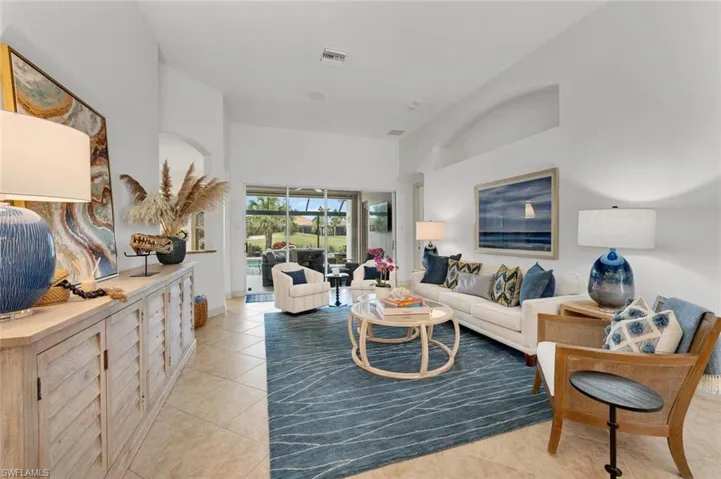 View of tiled living room