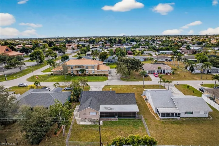 Aerial perspective of suburban area