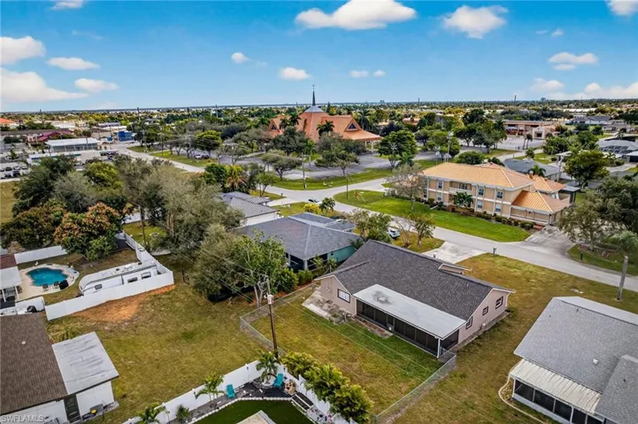 Aerial perspective of suburban area
