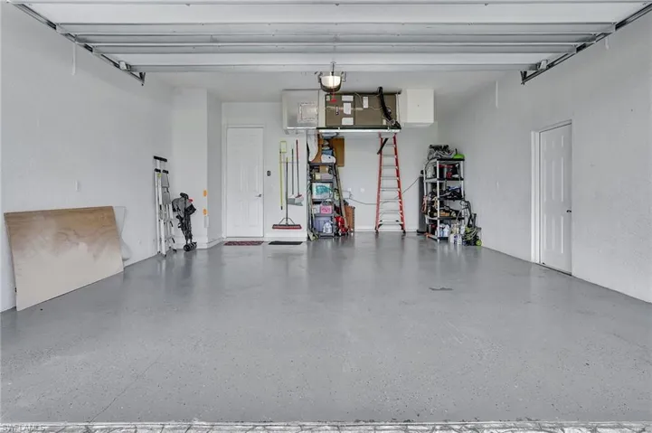 Deep, garage with a garage door opener