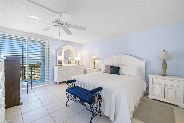 The master has the same view of the gulf as the living room.