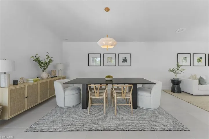 Dining space featuring tile floors
