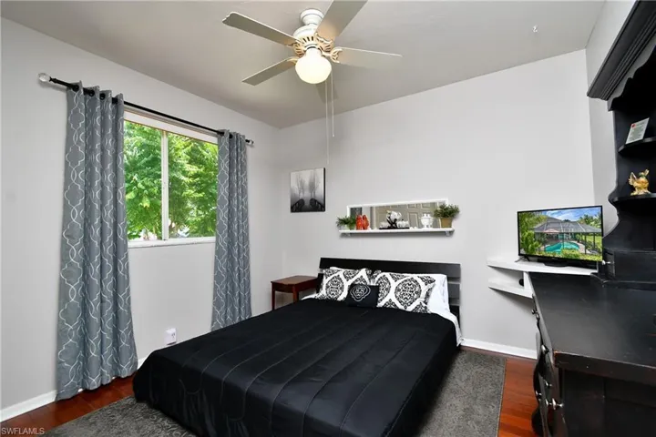 BR #3 featuring Bamboo engineered wood like floors and ceiling fan