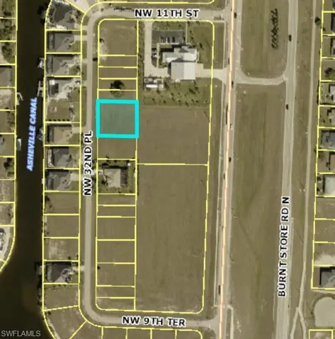 Aerial view of property's location featuring property boundaries highlighted