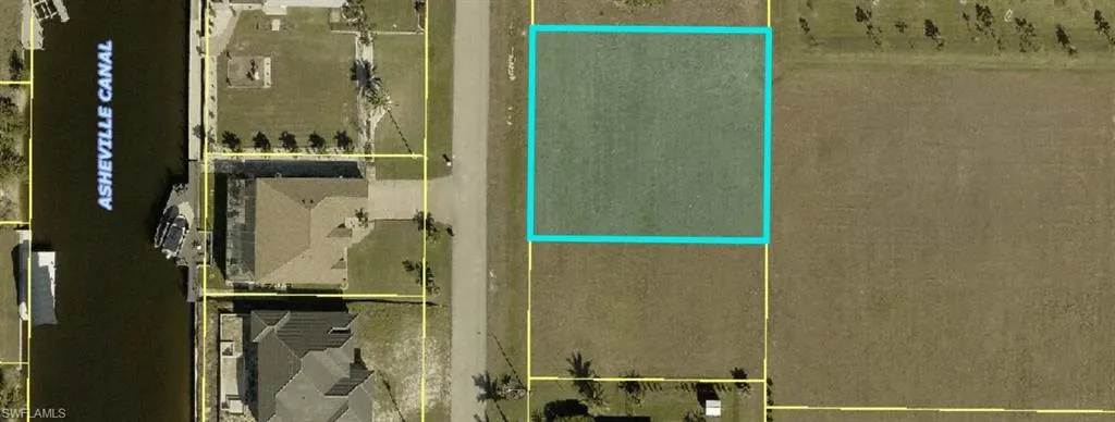 Aerial view of property's location with property parcel outlined
