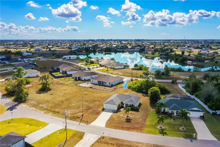 Aerial perspective of suburban area